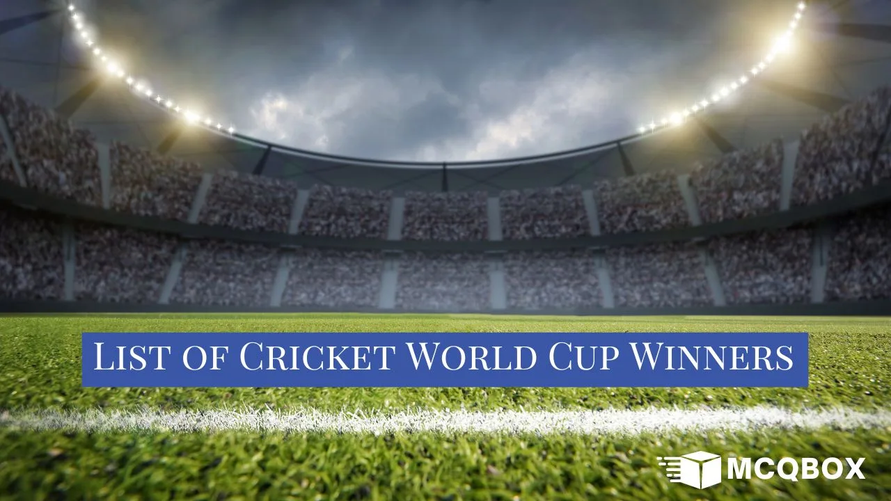 List of Cricket World Cup Winners by MCQBOX